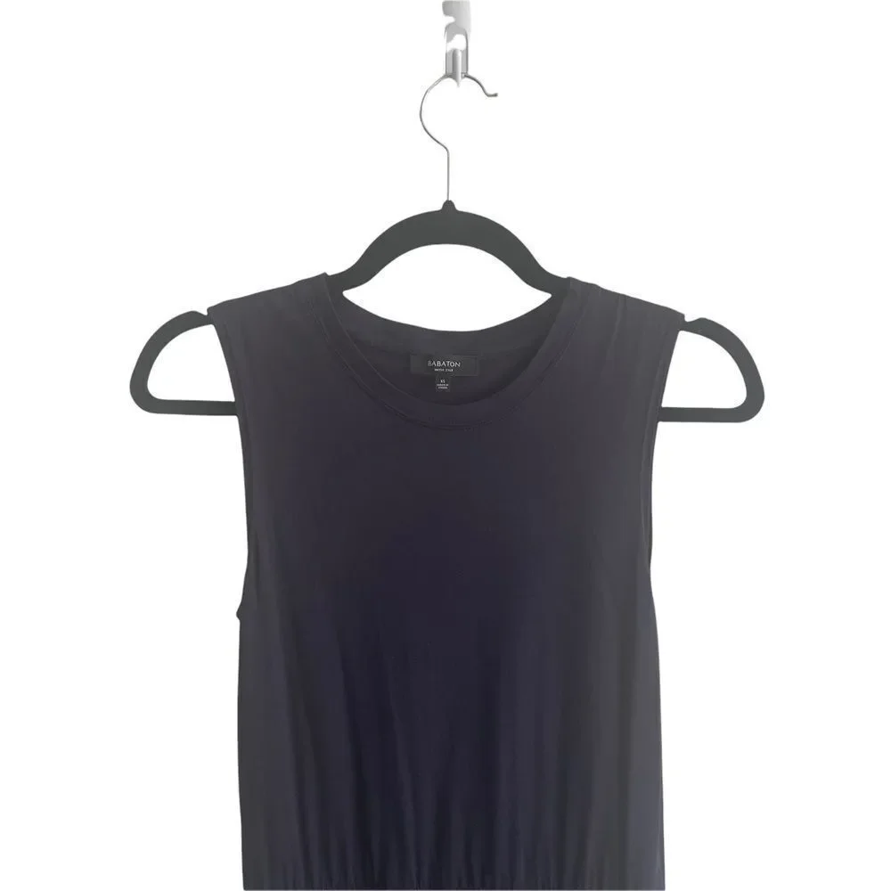 ARITZIA Babaton Silk Sleeveless Midi Dress Navy Blue XS - Picture 2 of 4